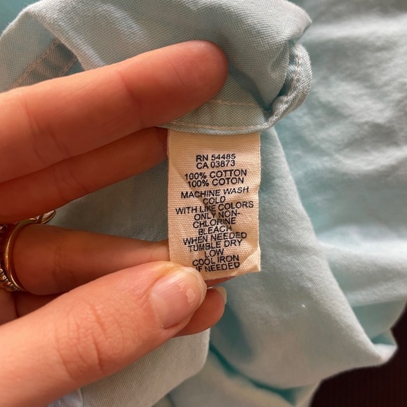 American Eagle Outfitters Mens Button Down Shirt Size M Light Blue Logo Preppy - Picture 4 of 8